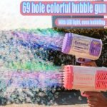 Bubble Gun Rocket 69 Holes Soap Bubbles Machine Gun Shape Automatic Blower With Light Toys For Kids Pomperos - Image 3