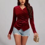 Chenille Long-sleeve Asymmetrical Top - Image 4