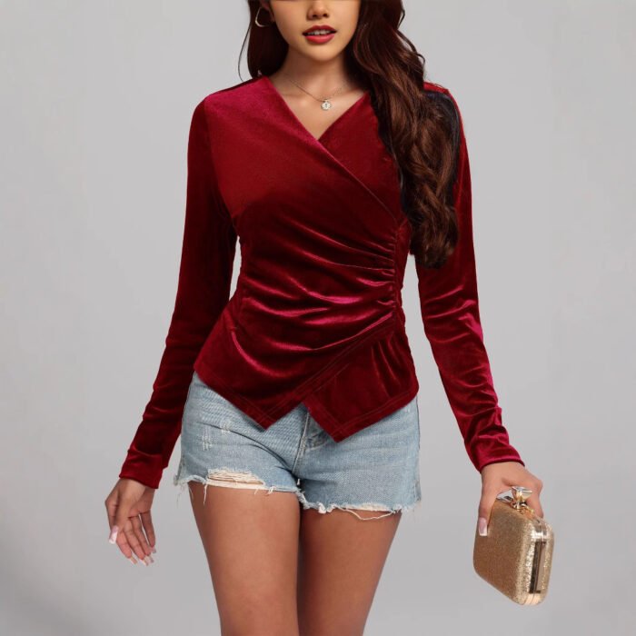 Chenille Long-sleeve Asymmetrical Top - Image 4