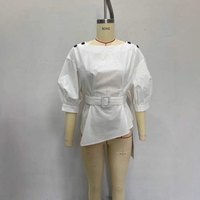 Elegant Shirt With A Belt And Three-quarter-length Sleeves - Image 3