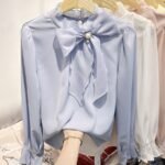 Womens Chiffon Pullover Featuring Organic Tulle Lace Beaded Details - Image 5