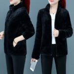 Womens Fashionable Loose-fitting Plus-size Fluffy Coat