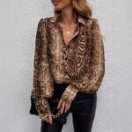 Stylish And Elegant Leopard-print Long-sleeve Cardigan Shirt