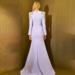 Heavy Industry Beads Diamond Front Slit Small Trailing Dress - Image 2