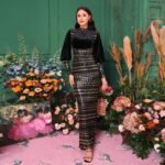 Long Sleeve Round Neck Sequins Slit Evening Dress - Image 7