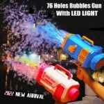 Bubble Gun Rocket 69 Holes Soap Bubbles Machine Gun Shape Automatic Blower With Light Toys For Kids Pomperos - Image 8