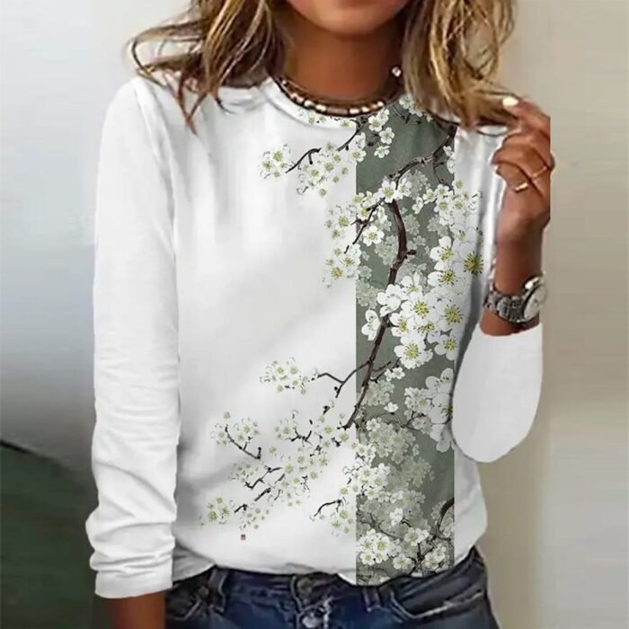 3D Digital print Floral Crew neck Long sleeve Pullover - Image 4