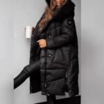 Mid-length Lightweight Silk-cotton Puffer Coat With A Large Fur Collar For Superior Warmth - Image 4