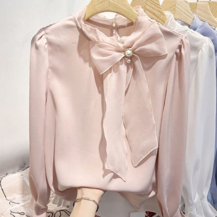 Womens Chiffon Pullover Featuring Organic Tulle Lace Beaded Details - Image 7