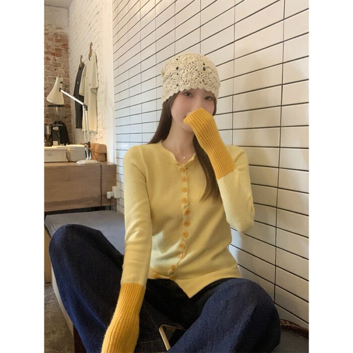 Womens Slimming Figure-Hugging Knitted Top With Panel Design - Image 5