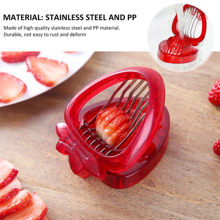 Red Strawberry Slicer Plastic Fruit Carving Tools Salad Cutter Berry Strawberry Cake Decoration Cutter Kitchen Gadgets - Image 4