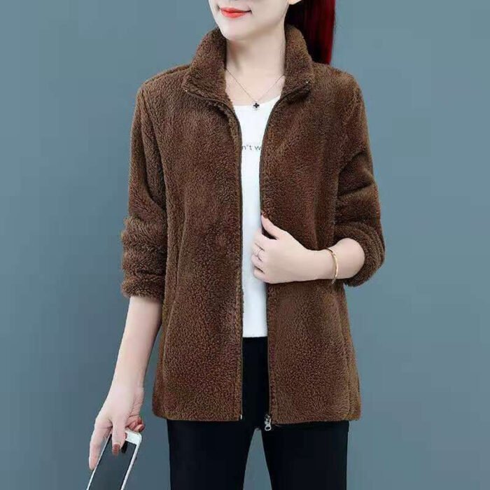 Womens Fashionable Loose-fitting Plus-size Fluffy Coat - Image 6