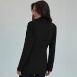 Womens Solid-Color V-Neck Elegant Slim-Fit Blazer - Image 3
