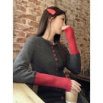 Womens Slimming Figure-Hugging Knitted Top With Panel Design - Image 6