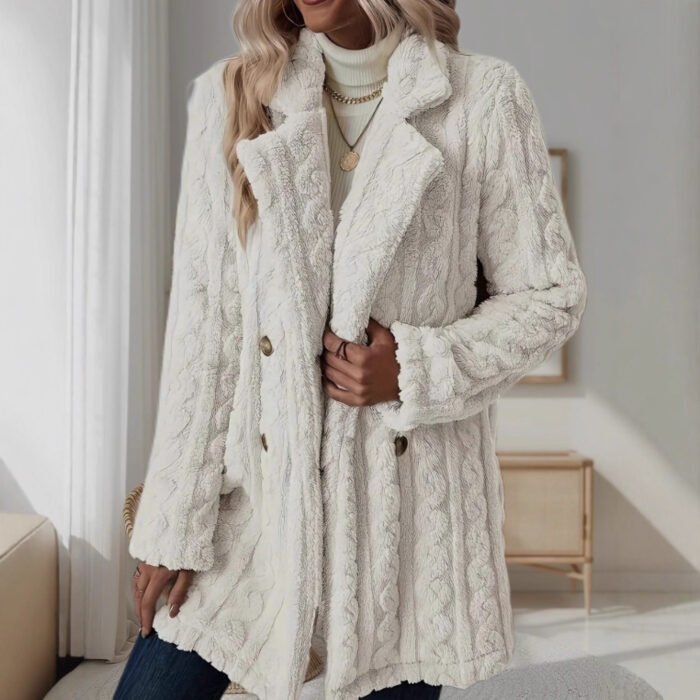 Insulated Suit-collar Double-breasted Mid-length Coat - Image 5