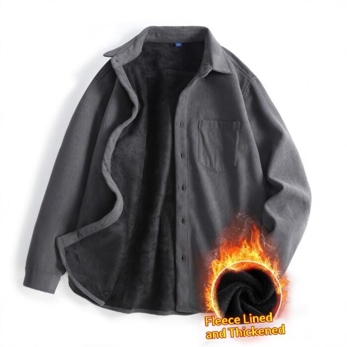 Mens Retro Corduroy Long-Sleeve Shirt - Image 5