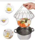 Deep Fry Basket Stainless Steel Multi-function Foldable Chef Cooking Basket Flexible Kitchen Tool for Fried Food Washing Fruits Vegetables - Image 2
