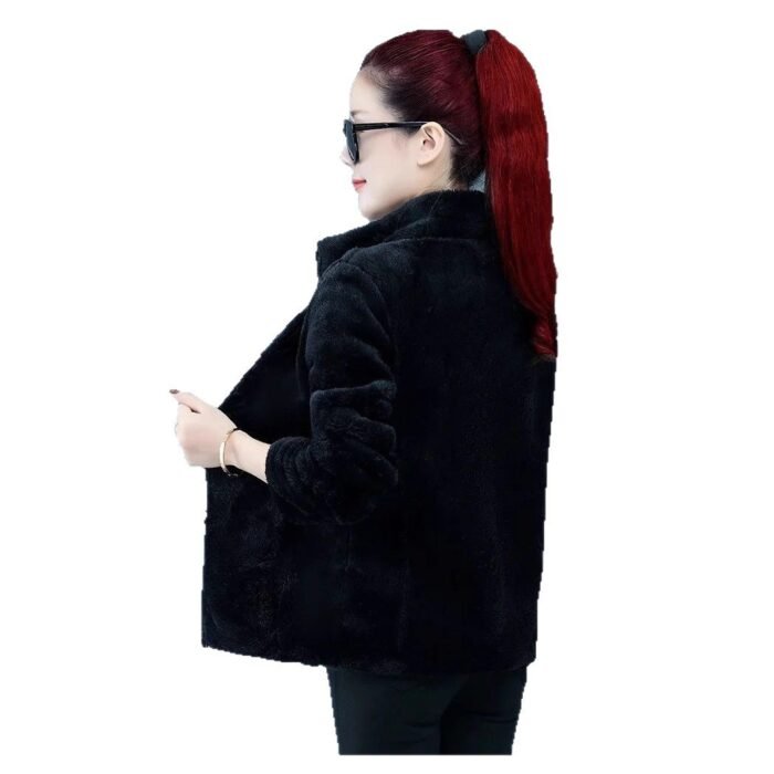 Womens Fashionable Loose-fitting Plus-size Fluffy Coat - Image 7