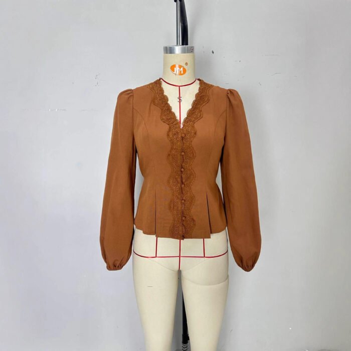 Lace-trimmed Long-sleeve Shirt With Multiple Buttons - Image 2