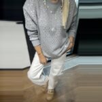 Loose-fitting Long-sleeve Top With Rhinestone Detailing - Image 2