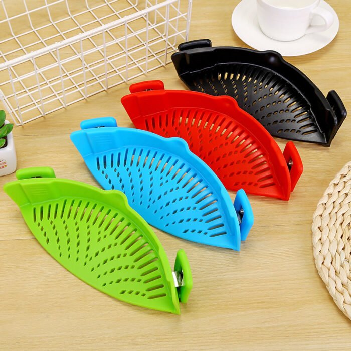 Silicone Clip-on Pot Pan Bowl Funnel Oil Strainer Creative Rice Washing Colander for Draining Liquid Fits All Pot Size - Image 5