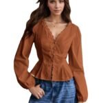 Lace-trimmed Long-sleeve Shirt With Multiple Buttons - Image 5