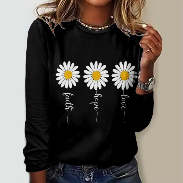 3D Digital print Floral Crew neck Long sleeve Pullover - Image 9