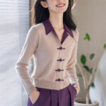 Womens Minimalist Elegant New Chinese-Style Knot-Button Knitted Top - Image 4