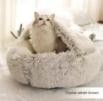 2 In 1 Dog And Cat Bed Pet Winter Bed Round Plush Warm Bed House Soft Long Plush Pets Bed Pet Products - Image 2