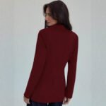 Womens Solid-Color V-Neck Elegant Slim-Fit Blazer - Image 5