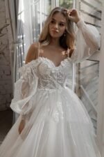 Boho Bride Gown Puff Sleeve Off Shoulder Wedding Dresses - Image 10