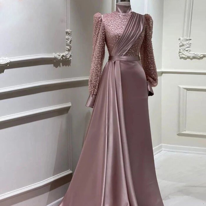 Stand Collar All-inclusive Long Sleeve Detachable Evening Dress Elegant Elegant Two-piece Suit - Image 6
