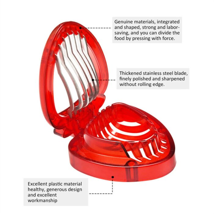 Red Strawberry Slicer Plastic Fruit Carving Tools Salad Cutter Berry Strawberry Cake Decoration Cutter Kitchen Gadgets - Image 6