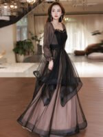 Black Ladies Evening Gown Long Sleeve Niche Art Test Host - Image 5