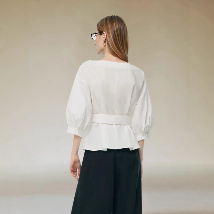 Elegant Shirt With A Belt And Three-quarter-length Sleeves - Image 2