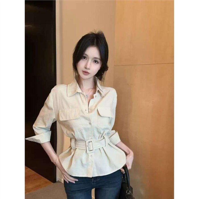 Womens Polo-Neck Workwear Shirt With A Designer Edge For Autumn - Image 4