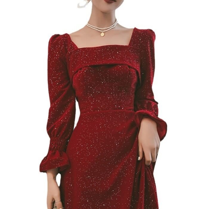 Bridal Toast Attire Red Autumn Party Look - Image 2