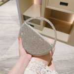 Round Handbag Socialite Rhinestone Evening Bag French Style Formal Gown Evening Bag - Image 4