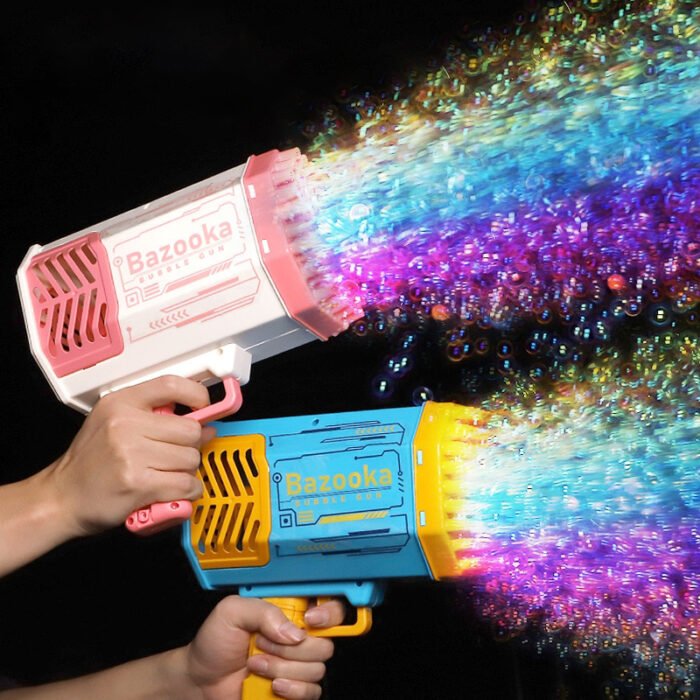 Bubble Gun Rocket 69 Holes Soap Bubbles Machine Gun Shape Automatic Blower With Light Toys For Kids Pomperos - Image 5