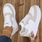 Women's Low-top Lace-up Sneakers With A Synthetic Upper And Thick Sole - Image 2