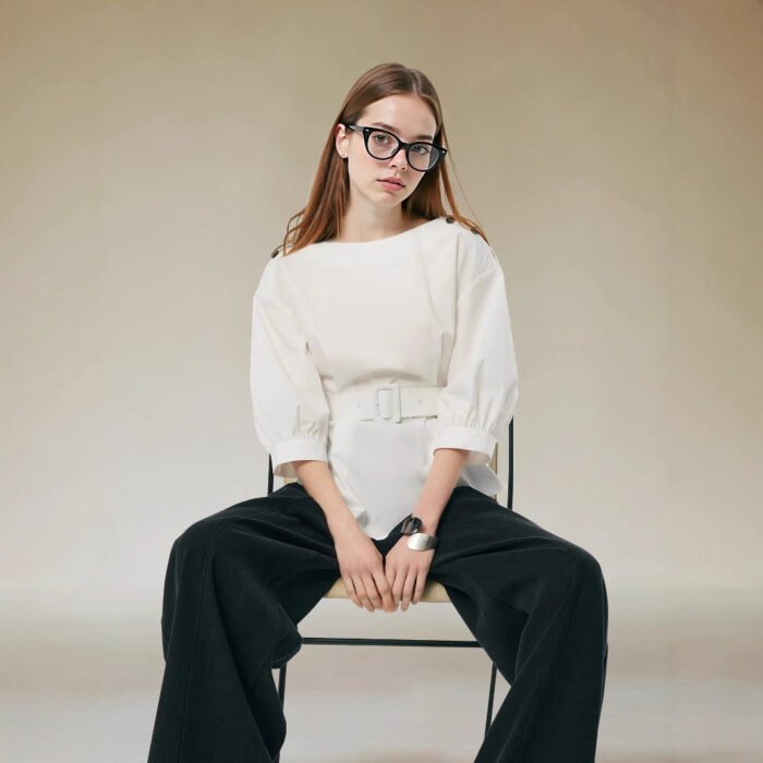 Elegant Shirt With A Belt And Three-quarter-length Sleeves - Image 5