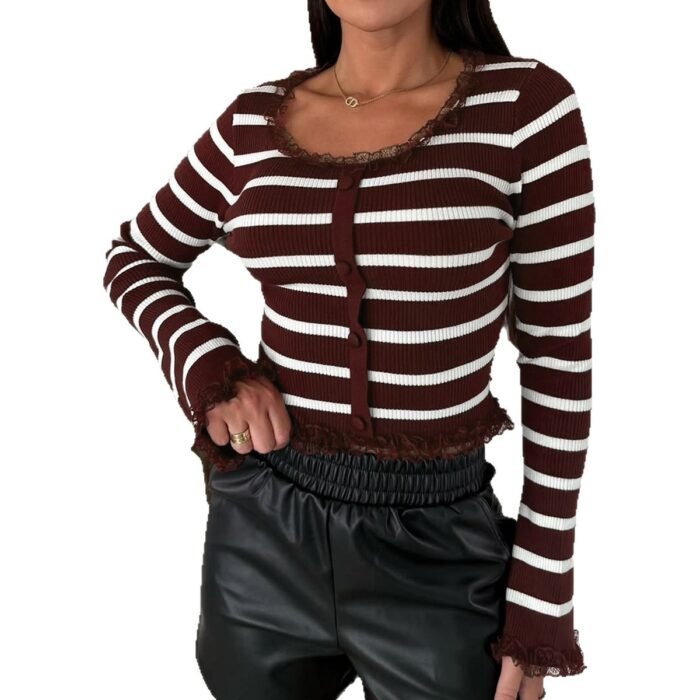 Y2K Chic Striped Knitted Top - Image 3