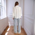 Lantern Sleeve Lace-trimmed White Blouse - Image 4