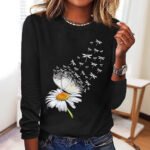 3D Digital print Floral Crew neck Long sleeve Pullover - Image 7