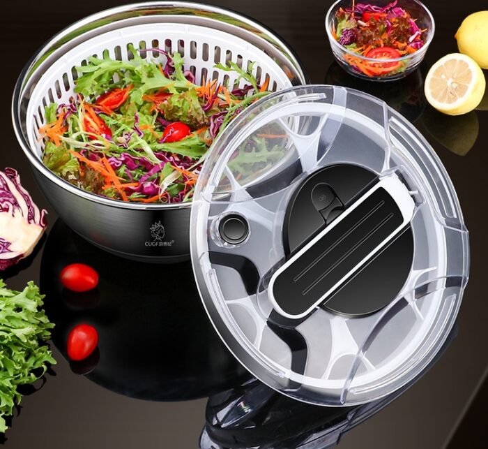 Stainless Steel Salad Vegetable Dehydrator Salad Drying Machine Fruit And Vegetable Drain Basket Household Vegetable Washing Press Water Throwing Artifact - Image 4