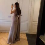 Pleated Ribbon Satin Evening Dress - Image 2