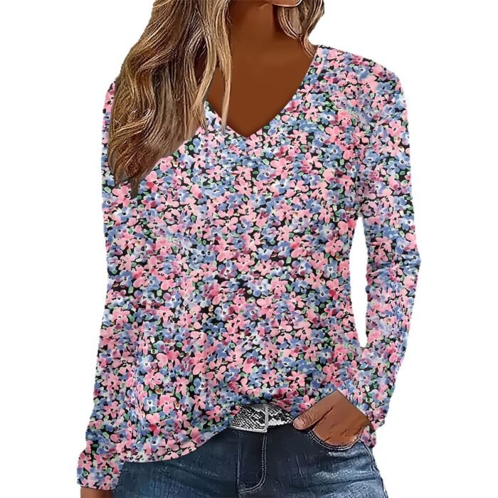 Summer Womens Casual Long-Sleeve Printed Top - Image 2