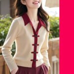 Womens Minimalist Elegant New Chinese-Style Knot-Button Knitted Top - Image 6