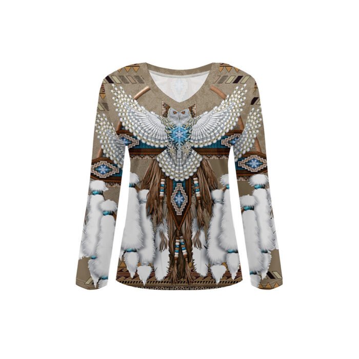 Summer Womens Casual Long-Sleeve Printed Top - Image 4