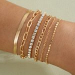 Zircon-inlaid Snake Chain Bracelet Set - Image 4
